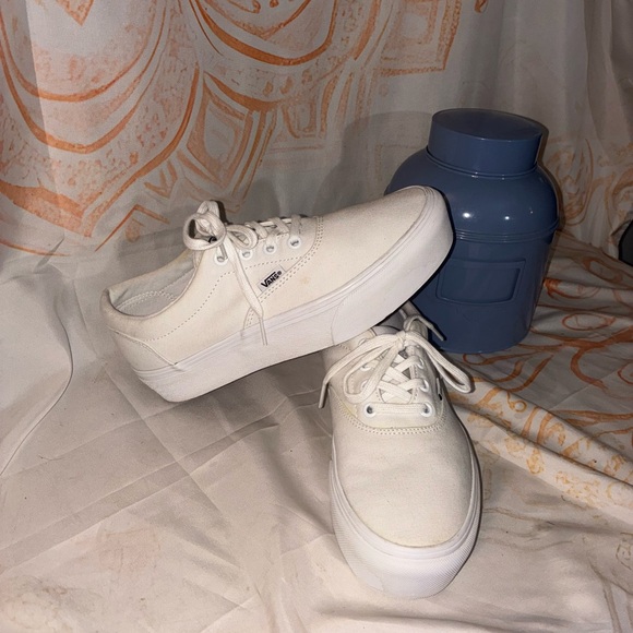 Vans Shoes - Vans Off-White Platform Canvas Sneakers